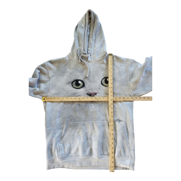 The Mountain Cat Face Hoodie Sweatshirt Gray M #73088 3D Graphic Animal Pullover - Picture 7 of 9